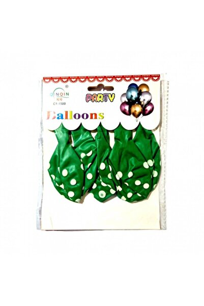 OEM Set 5 latex balloons, 35 cm, green with white dots