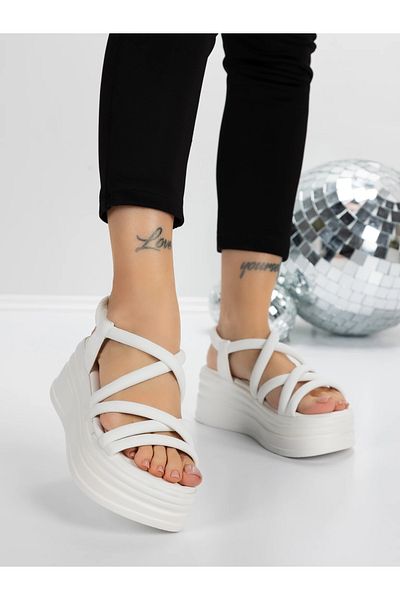 mei Women's Platform Sandals 5H26 White | Mei