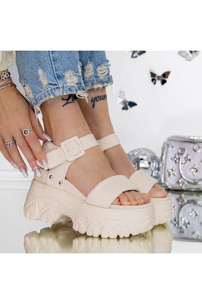 mei Women's Platform Sandals 3WL207 Light Beige | Mei