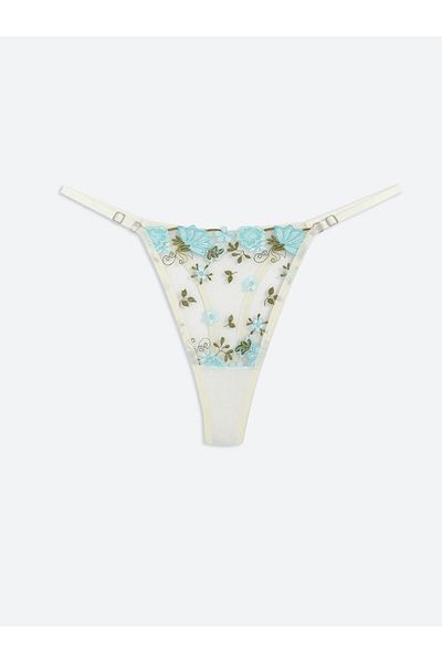 LC Waikiki Blue Floral Fancy Thong Panties