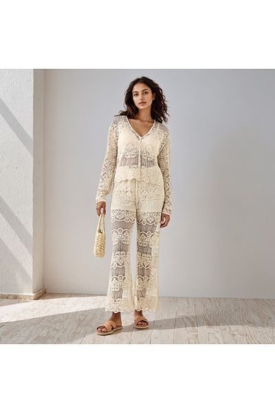 2Xtremz Crochet Texturted Wide-Leg Pants