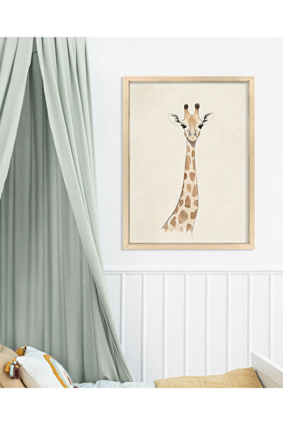 Vetro Design Χαριτωμένη αφίσα παιδικού δωματίου με καμηλοπάρδαλη με ξύλινο πλ...