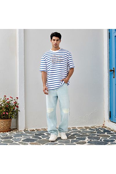 Lee Cooper Striped T-shirt with Chest Embroidery