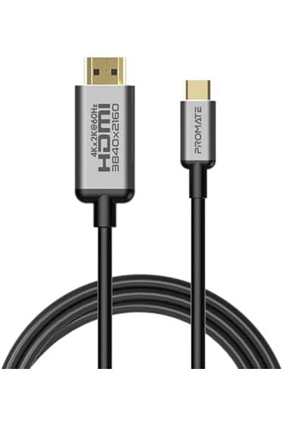 Promate USB-C™ to HDMI Cable 4K 60Hz, Universal Type-C™ to UHD HDMI Cable (Thunderbolt 3 Compati