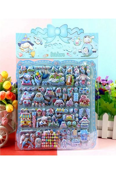 BABUN Set de autocolante 3D Sanrio Kuromi My Melody Cinnamoroll Caiet 2 pagini Lipire autocolante 3D