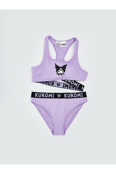 LC Waikiki Lilac Kuromi Printed Uv Protection Girl's Bikini