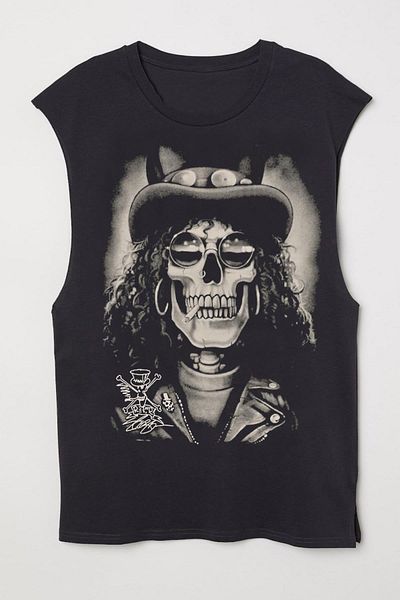 Köstebek Tricou unisex fără mâneci Guns N' Roses Slash Skull negru