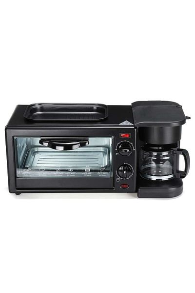 OEM 3-in-1 Breakfast Maker, 1100W, 9 liters, Oven, Coffee Maker, Non-stick Stove, Black