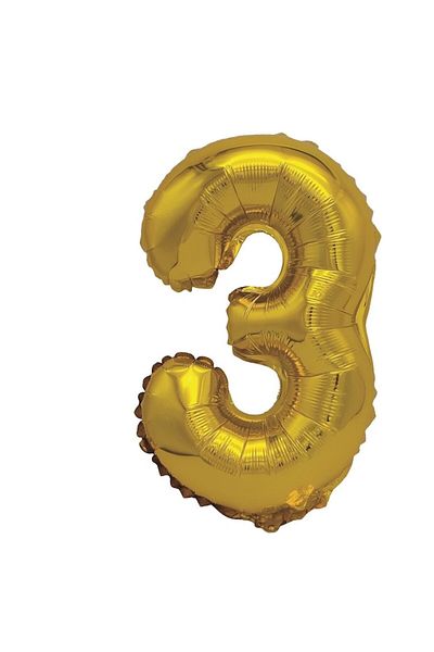 Balon Golden Metallic Foil Balloon, Mirific Party, Number 3, 40 cm