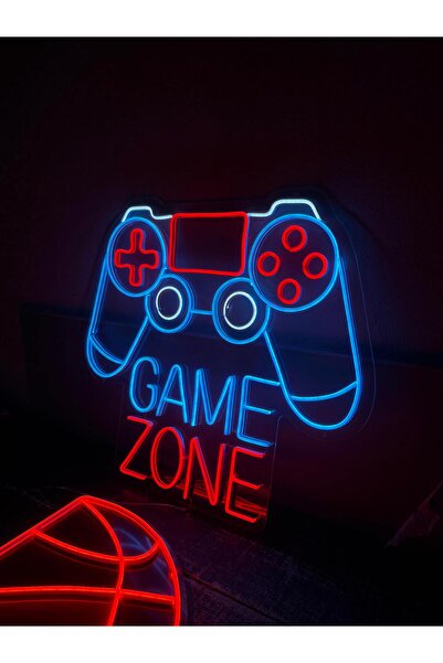 vinyuup Game Zone Neon Led Yazı ve Görsel Tabela 65x60 Cm