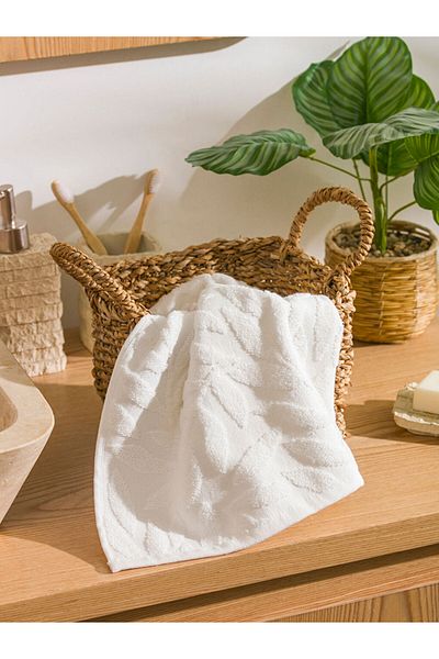 LC Waikiki Ecru Embroidered Cotton Face Towel 50X80 cm