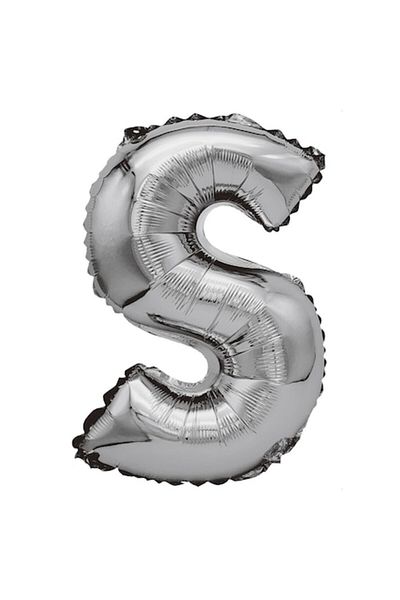 Balon Metallic Foil Balloon, Letter S, 80 cm, Silver