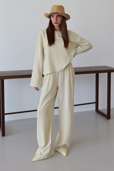 Laluvia Yellow Marisol Blouse Pants Set - 8760