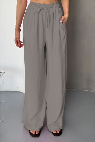 adba style 4026 Modal Woven Elastic Waist Palazzo Women's Trousers