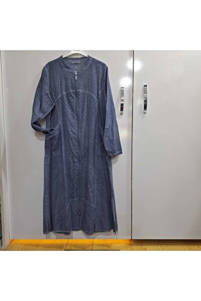 NUR TEKSTİL kadın kot mavisi %100 Pamuk şile bezi önden fermuarlı kap yıkanmı...