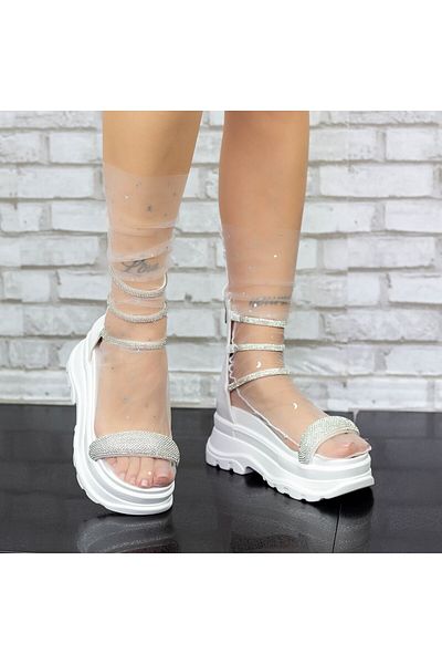 mei Women's Platform Sandals 2WH5 White Meli