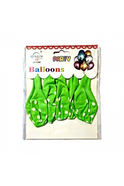 OEM Set 5 latex balloons, 35 cm, light green with white polka dots