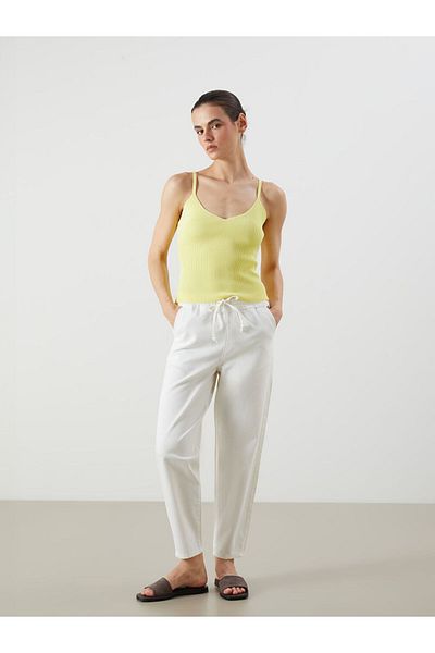 LC Waikiki Jeans White Elastic Waist Mom Fit Women's Jean Pants