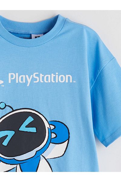 LC Waikiki Blue Comfortable Fit Playstation Printed Boys' T-Shirt