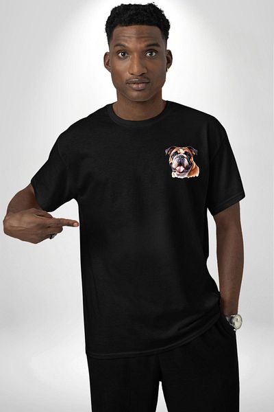 Angemiel Legendary Bulldog Dog Friendly Black Oversize Women's Men's Front Minimal Printed T-Shirt