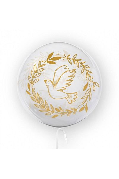 OEM Transparent double-sided printed balloon, 45 cm, golden dove