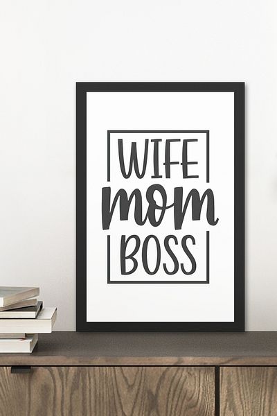 Zevahir Mobilya Dekorasyon 1 τεμάχιο Wife Mom Boss Written Ξύλινο Μαύρο Πλαίσιο Εμφάνιση Τραπέζι MDF