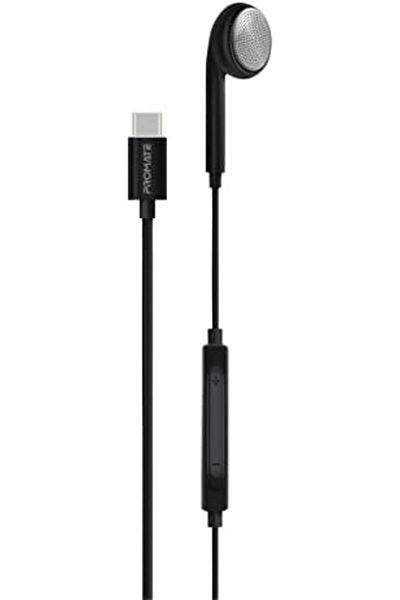 Promate Promate USB-C Mono Earphone, Stereo Noise-Isolation Single-Ear Earbud with Built-In Microphone, Long