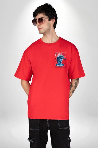 Angemiel Mentalite and Power Mental Heritage Deep Thoughts Red Oversize Women Men Front Minimal Printed Ti