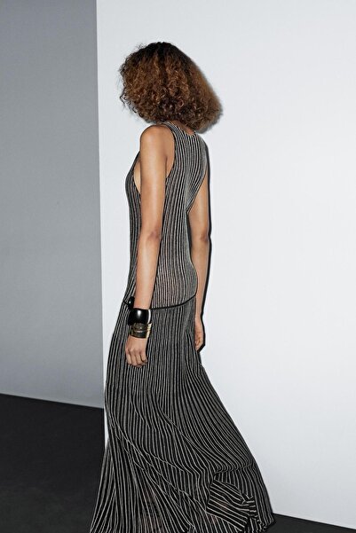 Massimo Dutti Pilili uzun triko elbise