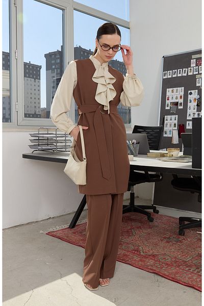 Fatma Atasoy Double Chocolate Brown Palazzo Pants