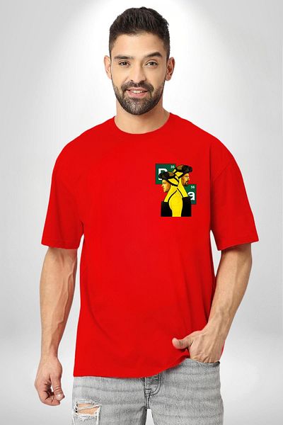 Angemiel Crime and Chemistry Breaking Bad Style Series Themed Red Oversize Women's Men's Front Minimal Printed T-Shirt