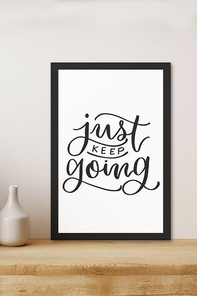 Zevahir Mobilya Dekorasyon 1 Piece Just Keep Going Written Wooden Black Frame Look Mdf Table