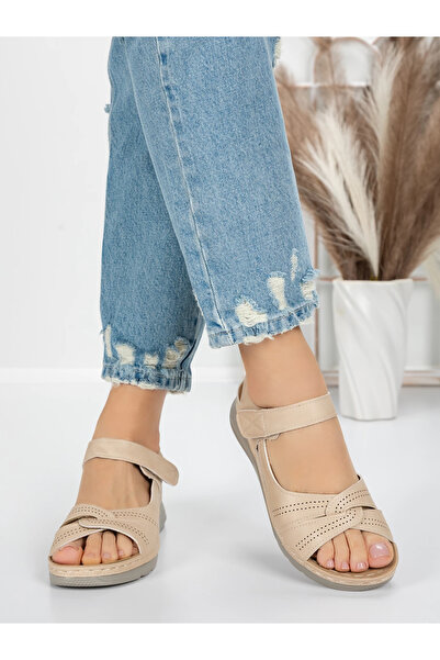 mei Γυναικεία Σανδάλια με Χαμηλή Σόλα 5GZ27 Μπεζ | Mei