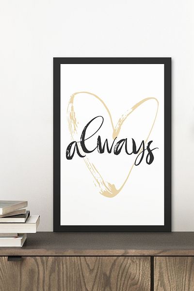 Zevahir Mobilya Dekorasyon 1 Piece Always Written Wooden Black Frame Look Mdf Table