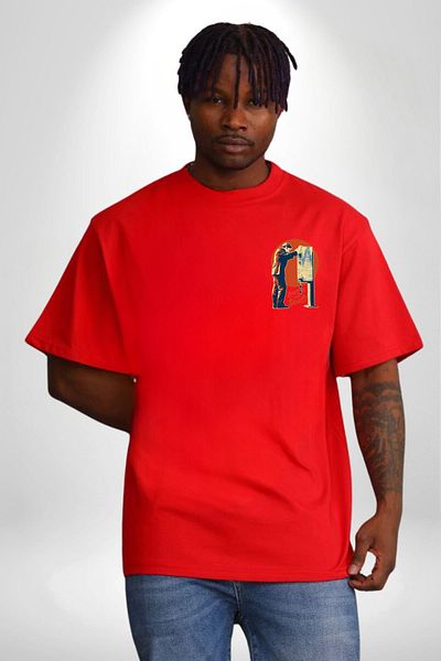 Angemiel Better Call Saul Tv Series Themed Law Red Oversize Women's Men's Front Minimal Printed T-Shirt