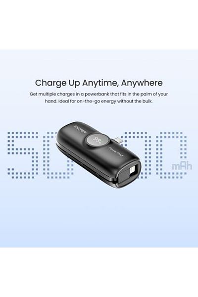 Faster S5K PowerPod Mini Power Bank 5000mAh - 20W Fast Charging, LED Display, USB-C, Built-in iPhone
