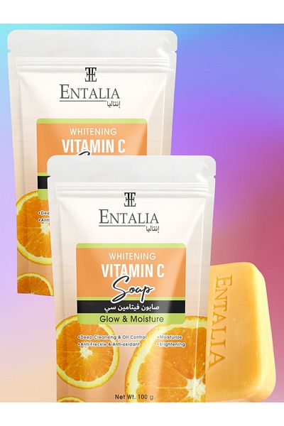 ENTALIA 2 pieces of Thai Vitamin C soap for moisturizing, whitening and lightening the body and face, anti-freckles and antioxidants, 100g