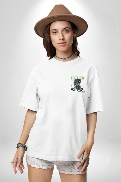Angemiel Mythological Leader Modern Dad Design White Oversize Women Men Front Minimal Printed T-Shirt