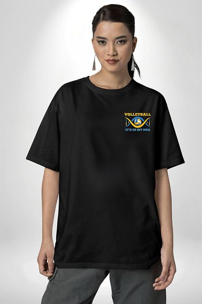 Angemiel Volleyball Is in My Dna Black Oversize Women's Men's Front Minimal Printed T-Shirt