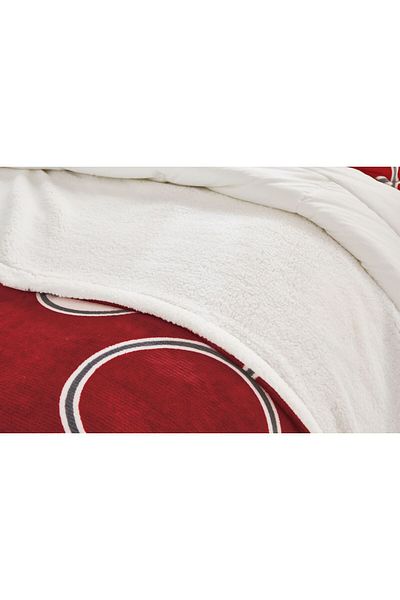 FIONNA.RO Cocolino Blanket With Fur - Burgundy With Circles