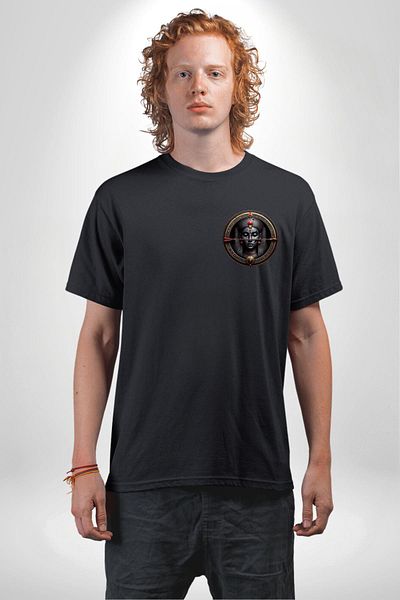 Angemiel Warrior Goddess Neith Old Egyptian Goddess Black Oversize Women Men Front Minimal Printed T-Shirt