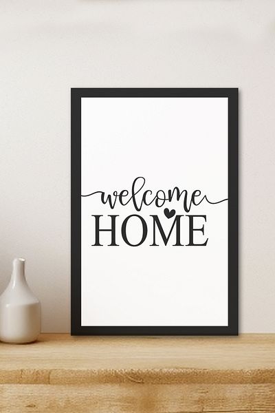 Zevahir Mobilya Dekorasyon 1 Piece Welcome Home Written Wooden Black Frame Look Mdf Table