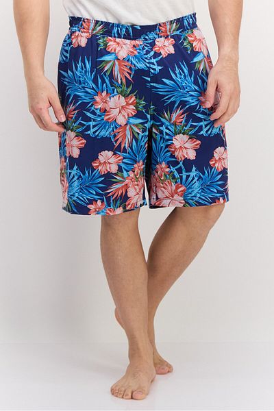 Kirkland Signature Men Allover Print Drawstring Board Short, Navy Combo
