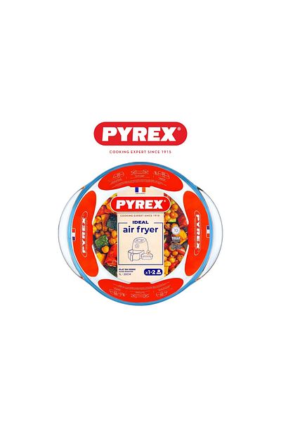 Pyrex Air Fryer Round Dish 1L – Heat-Resistant Glass Bakeware for Healthy Cooking