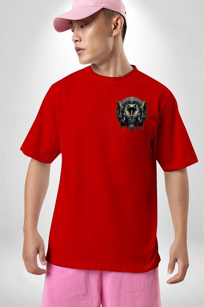 Angemiel Heh God of Time and Eternity Egyptian Red Oversize Women Men Front Minimal Printed T-Shirt