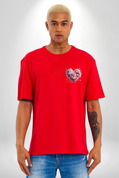 Angemiel Cherry Blossom Japanese Culture the Coming of Spring Red Oversize Women Men Front Minimal Printed T-Shirt