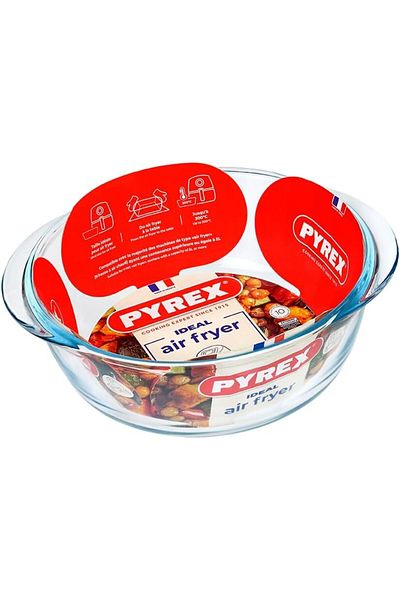 Pyrex Air Fryer Round Dish 1L – Heat-Resistant Glass Bakeware for Healthy Cooking