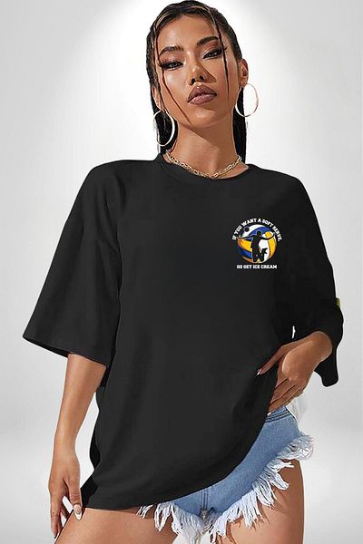 Angemiel Fun Volleyball Summer Black Oversize Women Men Front Minimal Printed T-Shirt