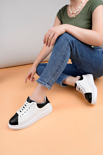 Luis a Costa Lc109 White Black Skin White Sole Women's Sneaker