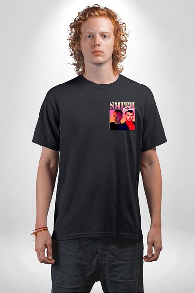 Angemiel Sam Smith Music Black Oversize Women's Men's Front Minimal Printed T-Shirt